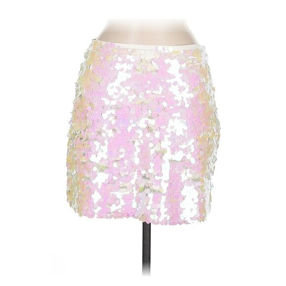 Zara White Sequin Mini Skirt Size M Ref 3920 125 - Picture 2 of 5